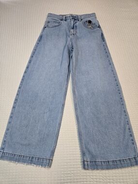 Hollister Light Blue Supet Baggy Jeans with Subtle Astronaut Embroidered Detail